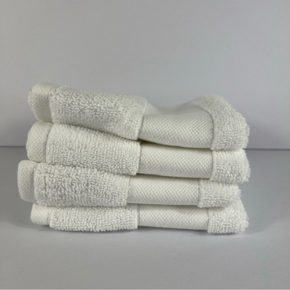 4 Ralph Lauren Washcloths Wescott Sailcloth Pure White 4 Pc Set Cotton NEW - Picture 1 of 6